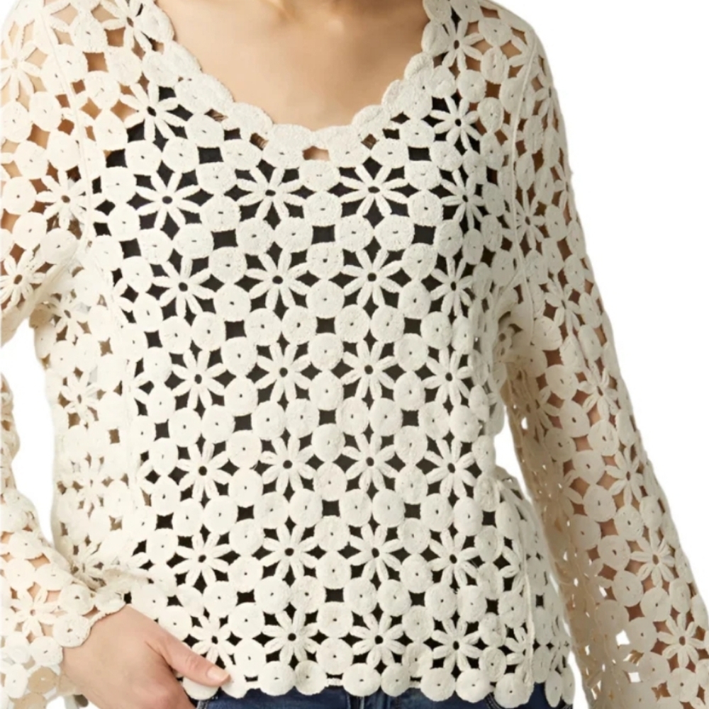 Coco + Carmen Ivory Crochet Lace Top